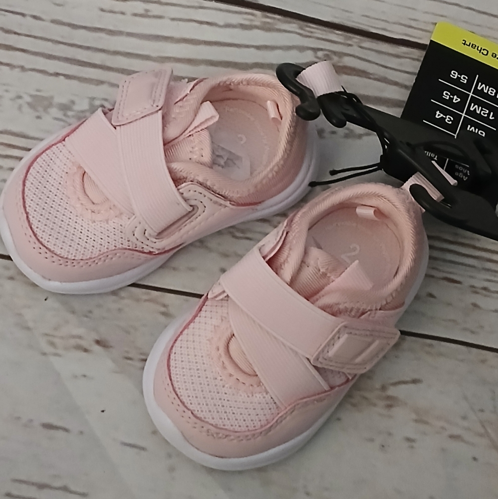 Athletic Works infant adaptive cross strap sneakers pink size 2